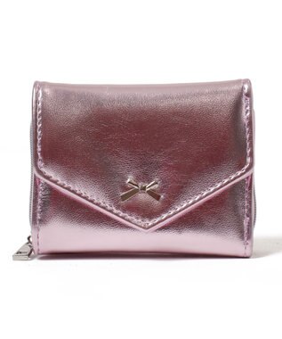 WEGO メタルリボンレターフラップウォレット ピンク