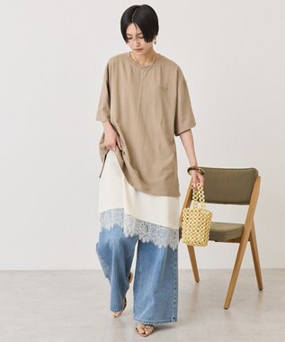 AMERICAN HOLIC バックロゴルーズＴシャツ Beige