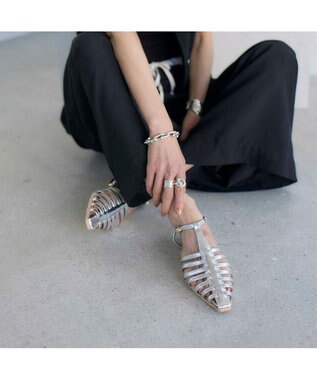 MODE ET JACOMO <carino>ポインテッドトゥグルカサンダル シルバー