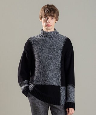 JOSEPH HOMME メリノブロック　ニット ブラック系