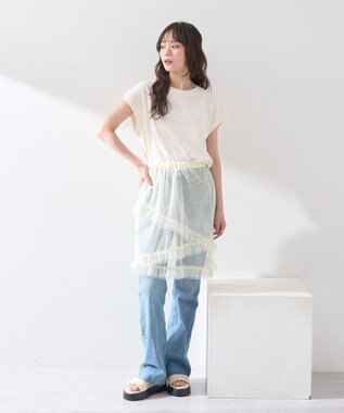 earth music&ecology ドットチュールスカート Off White