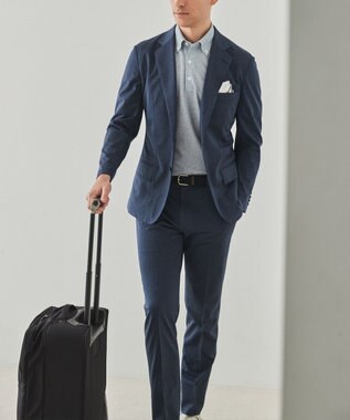 GOTAIRIKU 麻混・襟しっかり【洗える/通気性】ノルマンディーリネン ボタンダウンポロシャツ(25年モデル) サックスブルー系