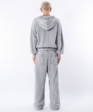 WEGO 【ウエストゴム/ユニセックス着用ITEM】ブリーチハトメスウェットパンツ グレー