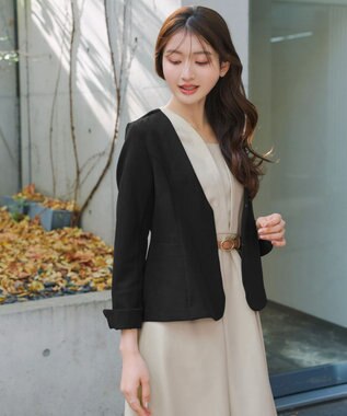 Tiaclasse L 【ストレッチジョーゼット】フレアジャケット ブラック