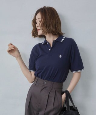 WEGO 【26年春夏新カラー登場/ユニセックス着用ITEM/SMLサイズ展開】U.S. POLO ASSN.別注ラインポロシャツ ネイビー