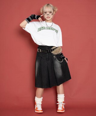 WEGO 【ユニセックス着用ITEM/MLサイズ展開】チェックカレッジグラフィックT（SS） ホワイト