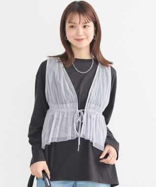 earth music&ecology チュールドロストギャザーベスト