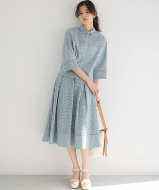 組曲 S エンブロイダリーレース スカート スモーキーミント系