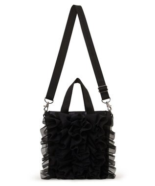 LeSportsac RUFFLE MINI N/S TOTE/ブラックレースラッフル ブラックレースラッフル