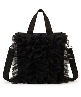 LeSportsac RUFFLE MINI N/S TOTE/ブラックレースラッフル ブラックレースラッフル
