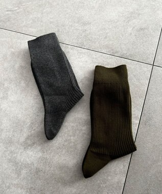 WEGO リブ無地ソックス（R） カーキ