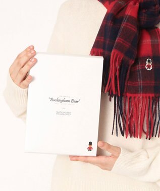 MOONBAT 【WEB限定】MACKINTOSH PHILOSOPHY ウール100%バッキンガムベア チェックマフラー (パッケージ付き) レッド