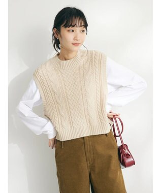 CRAFT STANDARD BOUTIQUE ２ＷＡＹケーブルニットベスト Beige
