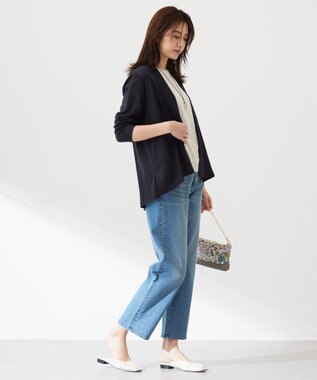 J.PRESS LADIES セルロースジャージー ミディ丈 カーディガン ネイビー系