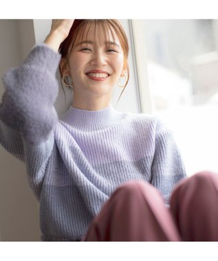 ANY SIS 【洗える】グラデーションフェザー ニット ラベンダー系