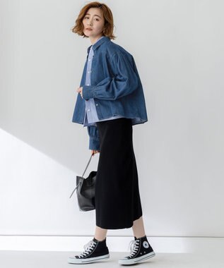 23区 【Oggi3月号掲載/洗える】ライトダンガリー クロップド ボリュームスリーブ シャツ インディゴ