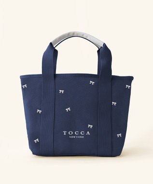 TOCCA 【大人百花コラボカラー有・WEB＆一部店舗限定】LUCKY SHOWER CANVASTOTE キャンバス トートバッグ [新色]ネイビー×リボン柄