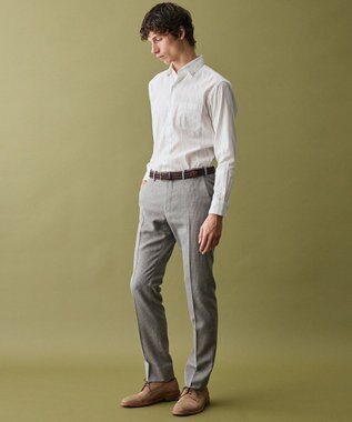 JOSEPH ABBOUD 【リネンブレンド】コットンリネン ボイルコード シャツ ホワイト系1