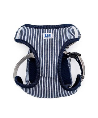PET PARADISE Lee ヒッコリー ロゴ リュック付きハーネス Ｓ 小型犬 ネイビー×ホワイト