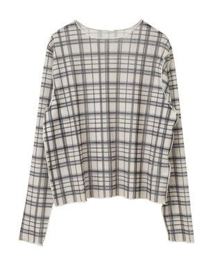 earth music&ecology シアーチェックプルオーバー Ivory