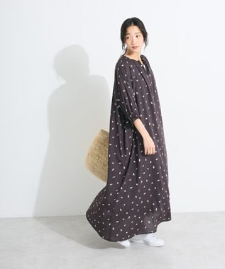 CRAFT STANDARD BOUTIQUE インド綿2WAY綿ボイルギャザーネックワンピース Flower
