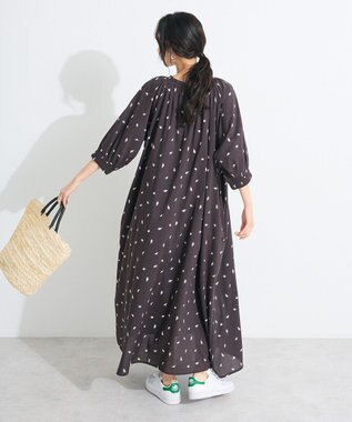 CRAFT STANDARD BOUTIQUE インド綿2WAY綿ボイルギャザーネックワンピース Flower