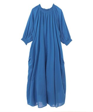 CRAFT STANDARD BOUTIQUE インド綿2WAY綿ボイルギャザーネックワンピース Blue