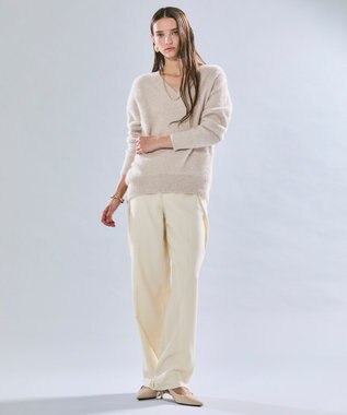 BEIGE， TERNES / 変形タックウールワイドパンツ Bone