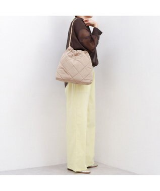 UNBILLION カシュカシュ cachecache / ナイロンキルティングチェーン手提げトート ベージュ