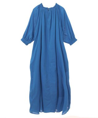 CRAFT STANDARD BOUTIQUE インド綿2WAY綿ボイルギャザーネックワンピース Blue