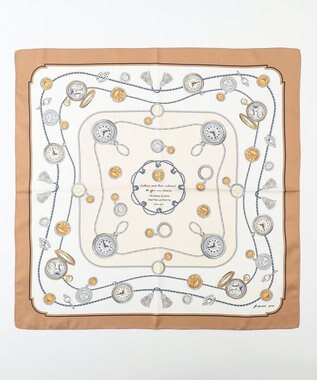 J.PRESS LADIES Traditional print  スクエア スカーフ キャメル系