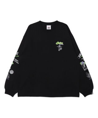 WEGO 【ユニセックス着用ITEM】別注VISIONグラフィックスリーブプリントT（LS） ブラック