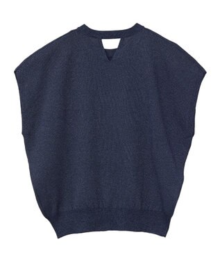 AMERICAN HOLIC 【接触冷感】ラメフレンチスリーブニットプルオーバー Navy