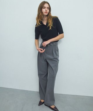 BEIGE， 【ロングセラー】LAURA / ストレッチ ポロニット Black