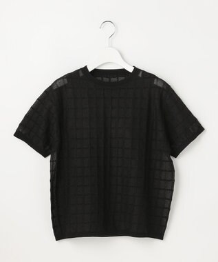 自由区 L 【ワコールコラボ・2点SET】シアーチェックニット プルオーバー ブラック