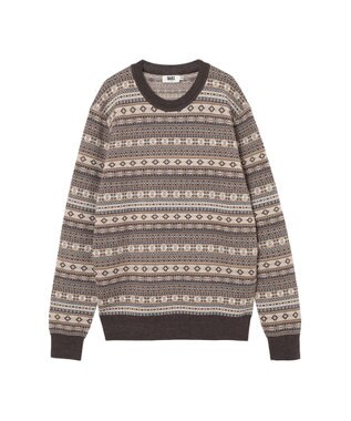 DAKS フェアアイルウールクルーネックセーター ブラウン