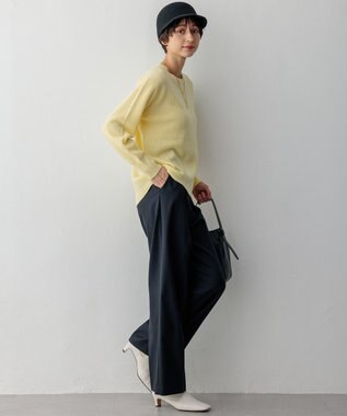 23区 【洗える】ウールカシミヤ クルーネック ニット ライトイエロー系