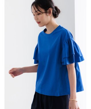Te chichi 【接触冷感/遮熱/吸水速乾】フリルスリーブビッグTシャツ ブルー