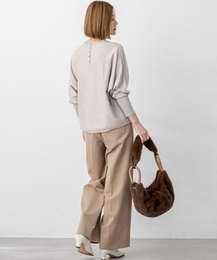 23区 L 【洗える/吊り干しOK】ヴィスコースストレッチ ドルマンスリーブ ラメ ニット ベージュ系