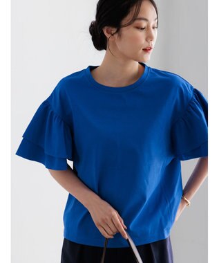 Te chichi 【接触冷感/遮熱/吸水速乾】フリルスリーブビッグTシャツ ブルー