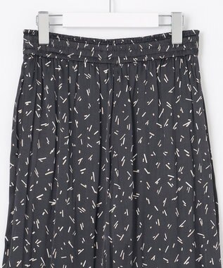 自由区 【WEB限定・ウエストゴム・長さ調整可・洗える・XSサイズあり】ビンテージサテンプリント柄 ワイドパンツ ブラック系5