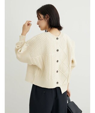 Green Parks ＫＢＦ　２ＷＡＹパッチワークニットカーディガン Off White