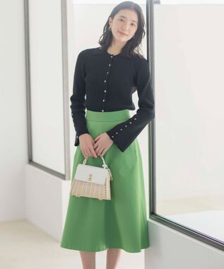 組曲 L 【WEB限定】ミニブークレー襟付きニットポロ ブラック系