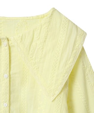 earth music&ecology ビッグカラー刺繍ブラウス Yellow