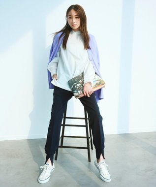 UNFILO スタイルアップニット カーディガン ライラック系