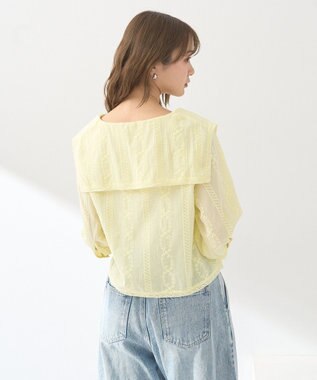 earth music&ecology ビッグカラー刺繍ブラウス Yellow