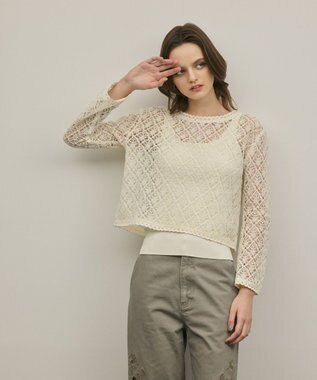 GRACE CONTINENTAL レースフレアスリーブトップ キナリ