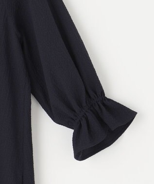 組曲 【WEB限定】クレープストレッチ シャツワンピース ネイビー系
