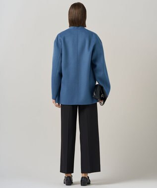 ICB WoolRever ノーカラーショートコート ブルーグレー系