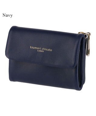 tsumori chisato CARRY ソフトラム 3つ折り財布 ネイビー